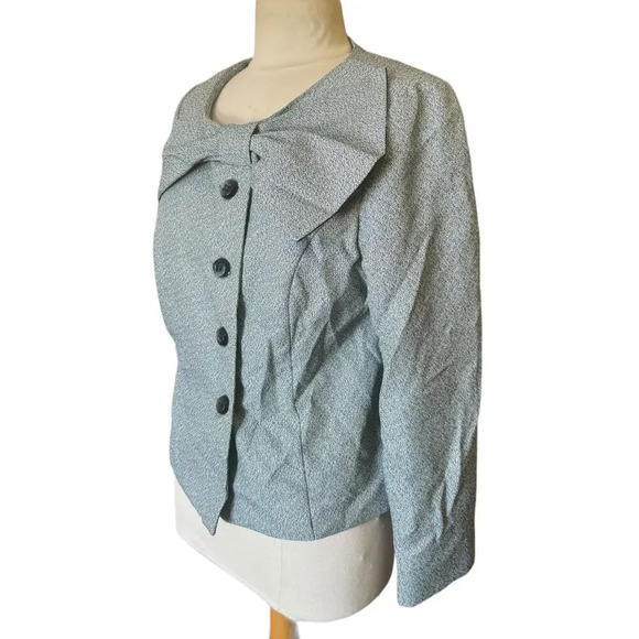 Vintage 1980s Cropped Jacket w Coquette Bow Detail - Picture 2 of 11